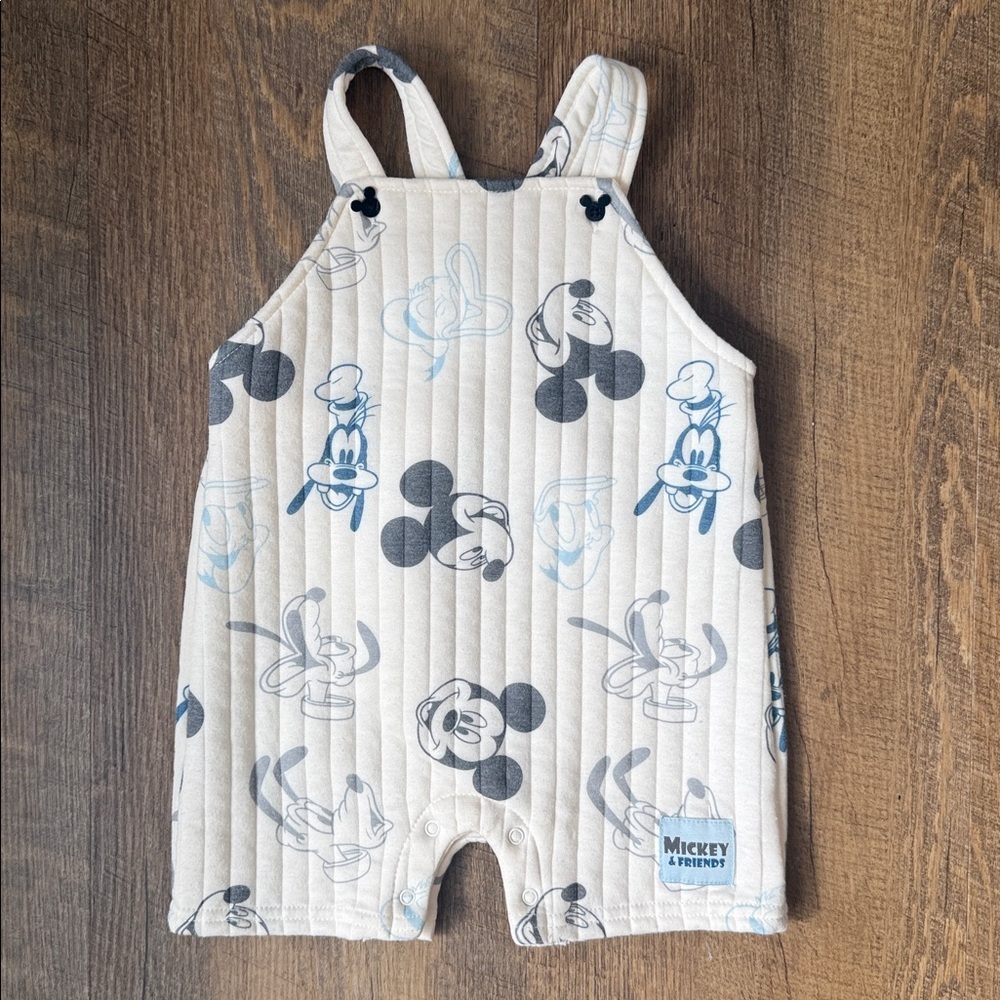 Disney Baby Mickey & Friends Quilted Baby Romper White Blue & Gray Size 24M - Picture 2 of 10